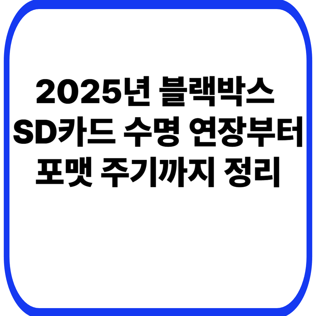 2025년 블랙박스  SD카드 수명 연장부터 포맷 주기까지 정리