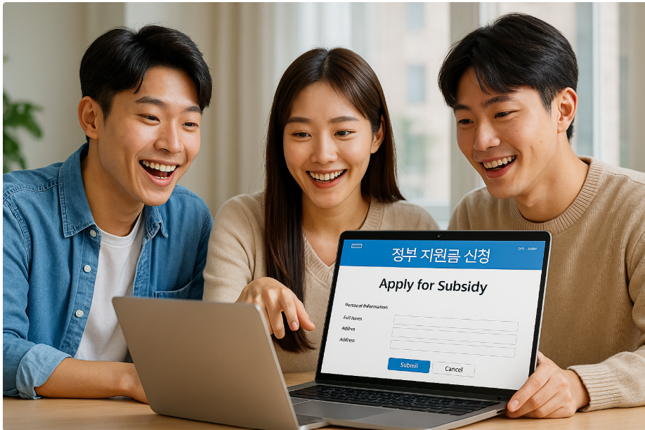청년 지원금 신청 방법 총정리 (2025년 최신 업데이트) 22 청년들이 온라인에서 지원금을 신청하는 모습
