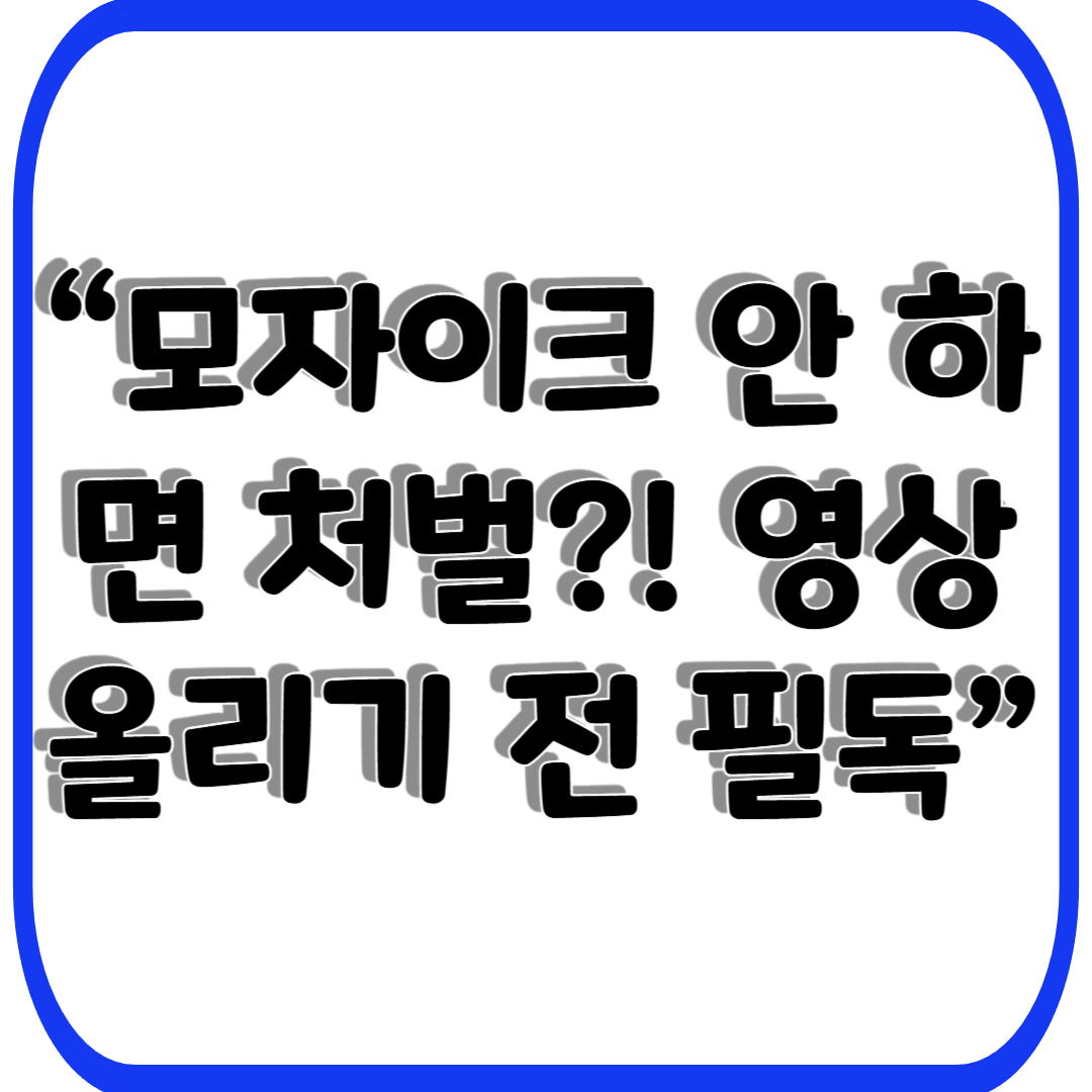 “모자이크 안 하면 처벌?! 영상 올리기 전 필독”