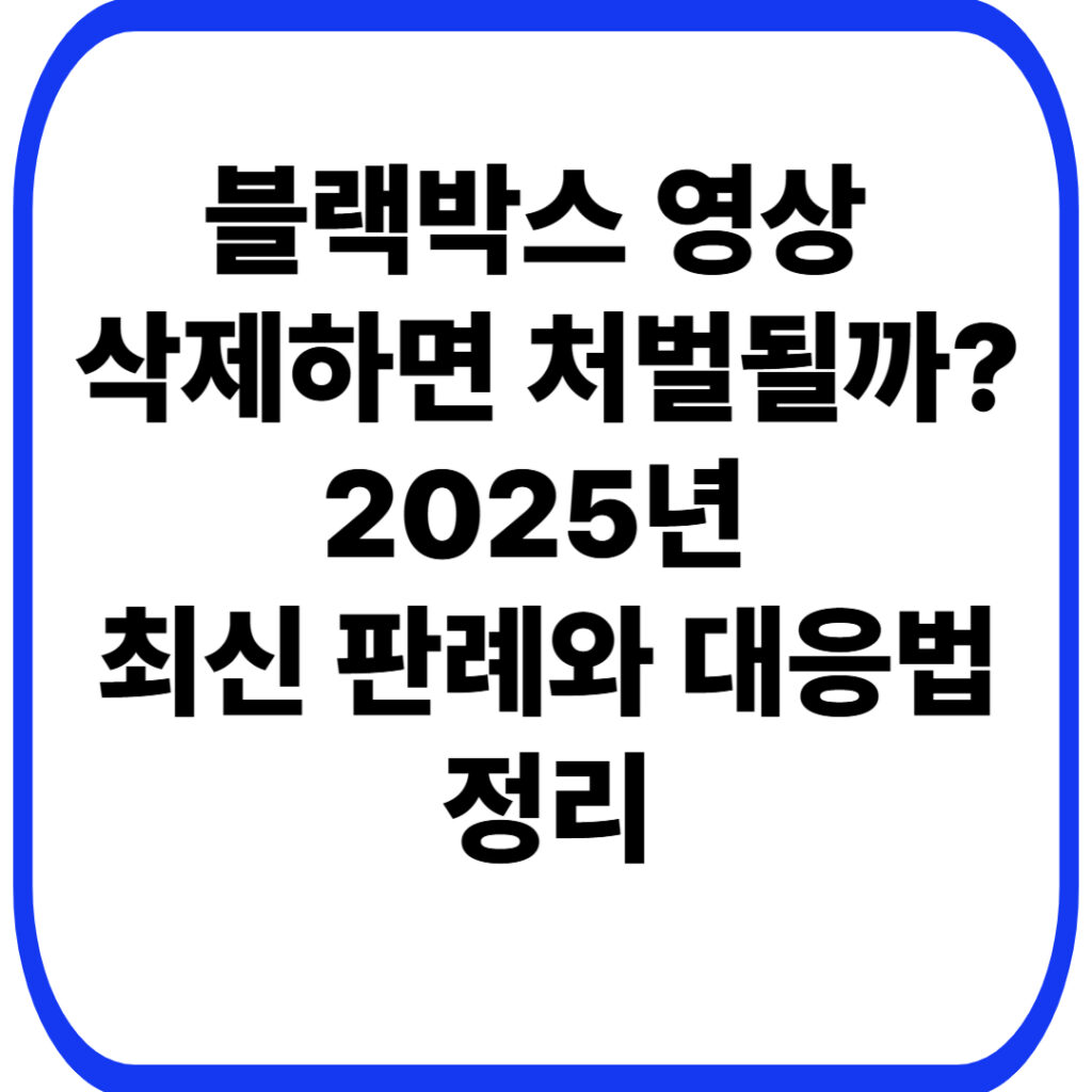 블랙박스 영상 삭제하면 처벌될까? 2025년 최신 판례와 대응법 정리 38 블랙박스 영상 삭제하면 처벌될까 2025년 최신 판례와 대응법 정리 001