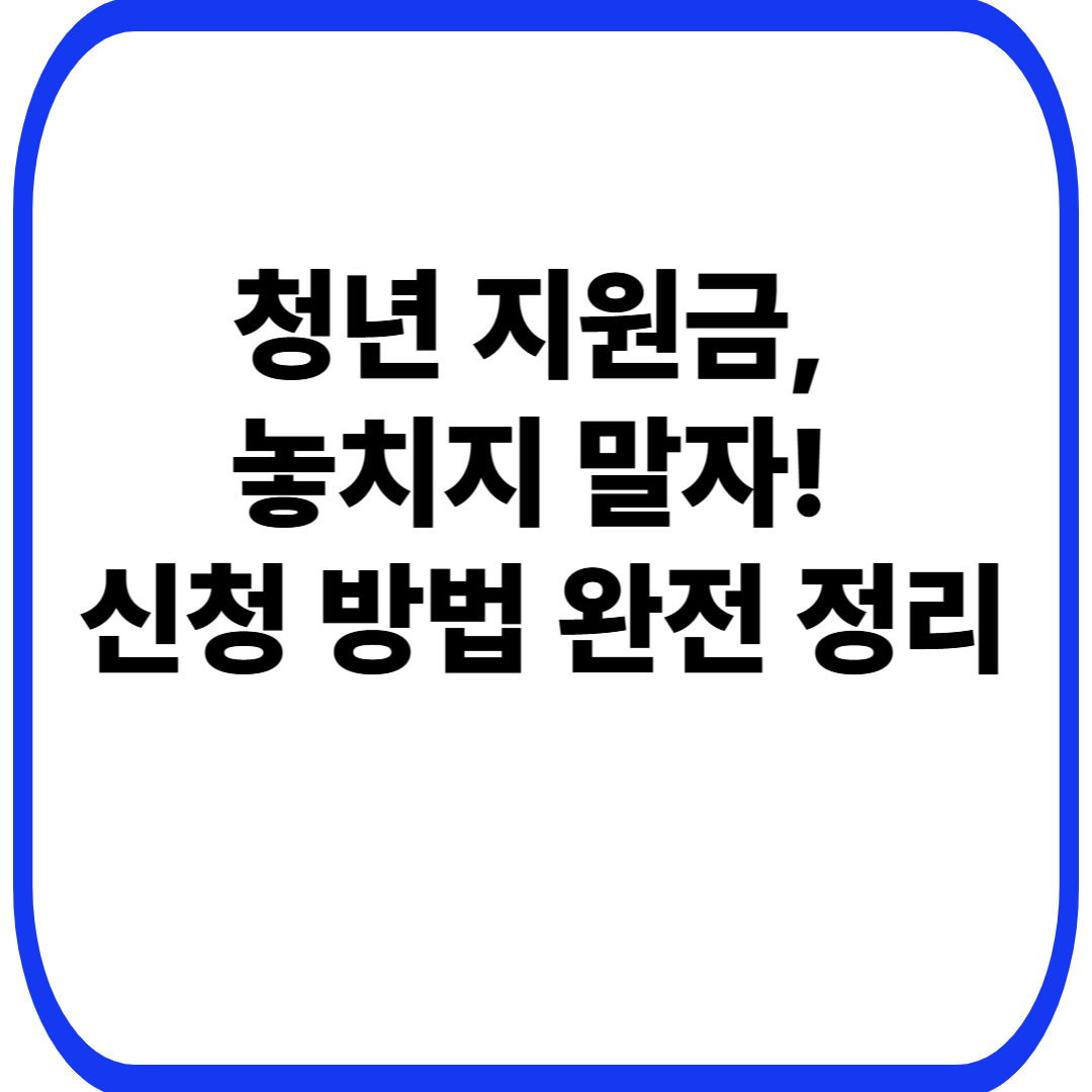 청년 지원금, 놓치지 말자! 신청 방법 완전 정리📌