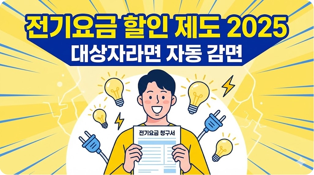 2025년 전기요금 할인 제도를 안내하는 블로그 썸네일 이미지