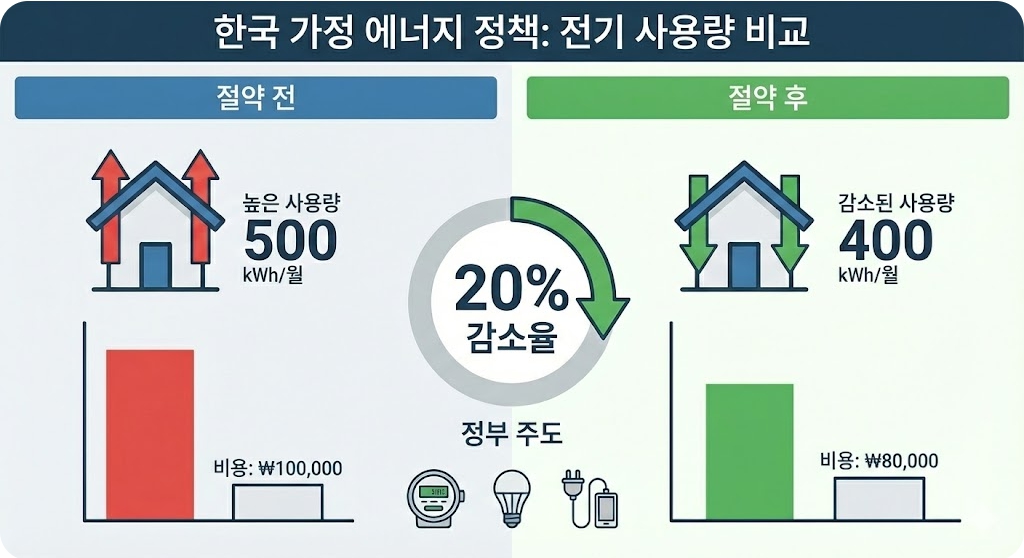 2025년 주택용 에너지캐시백 절감률 기준과 지급 구조 설명 이미지
