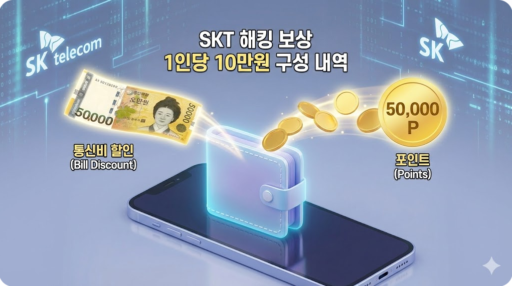 SKT 해킹 보상 1인당 10만원 구성 내역(통신비 할인 및 포인트)