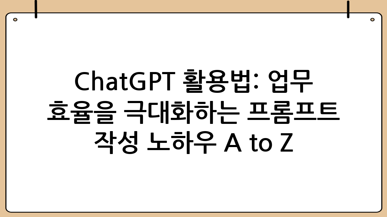 ChatGPT 활용법: 업무 효율을 극대화하는 프롬프트 작성 노하우 A to Z