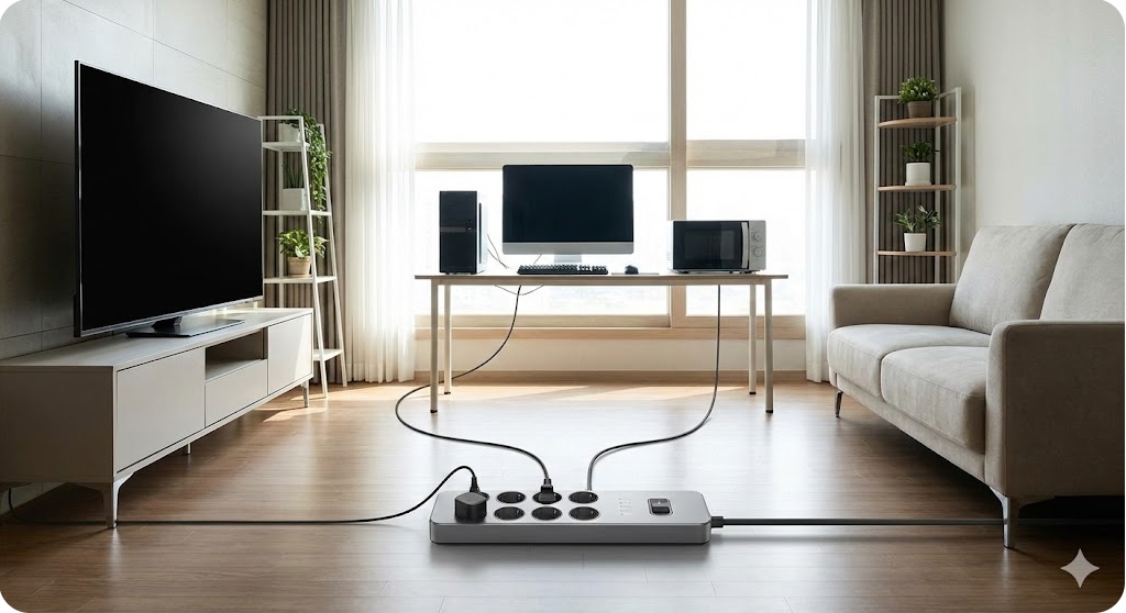 대기전력을 차단해 전기요금을 절약하는 가정의 모습