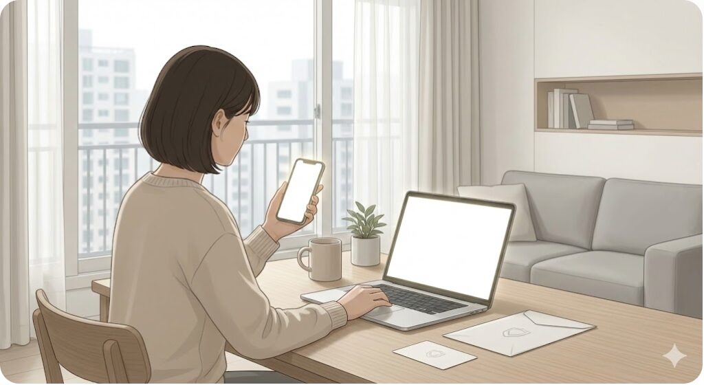 주택용 에너지캐시백 온라인 신청 과정을 표현한 이미지
