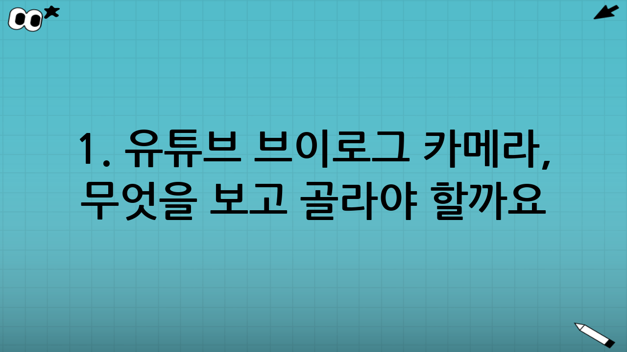 1. 유튜브 브이로그 카메라, 무엇을 보고 골라야 할까요?