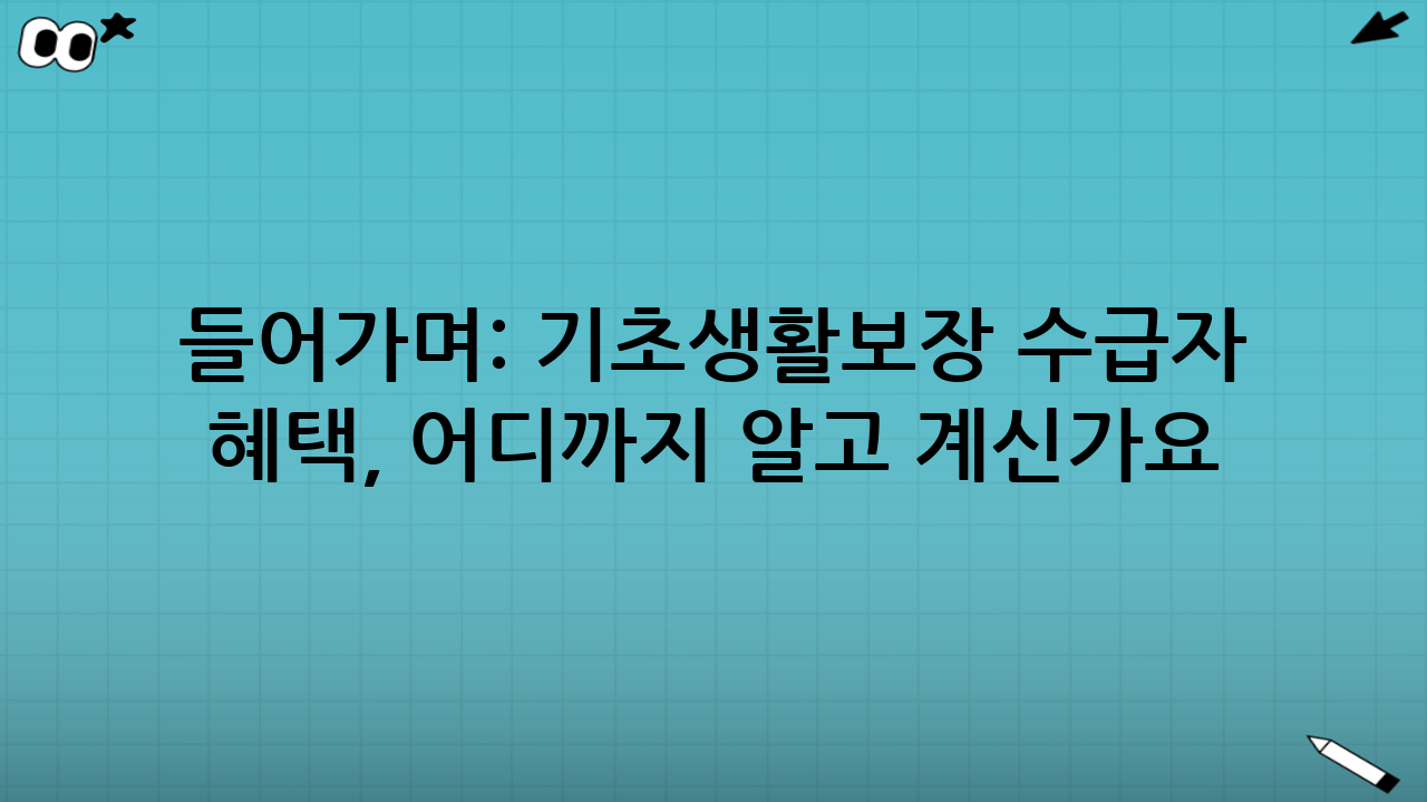 들어가며: 기초생활보장 수급자 혜택, 어디까지 알고 계신가요?
