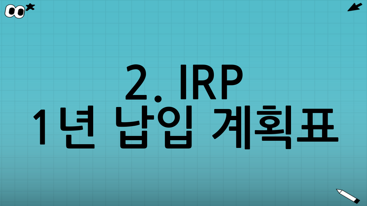 2. IRP 1년 납입 계획표: 나에게 맞는 전략은?