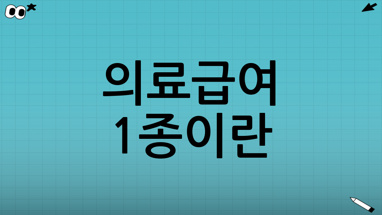 의료급여 1종이란? (개념과 특징)
