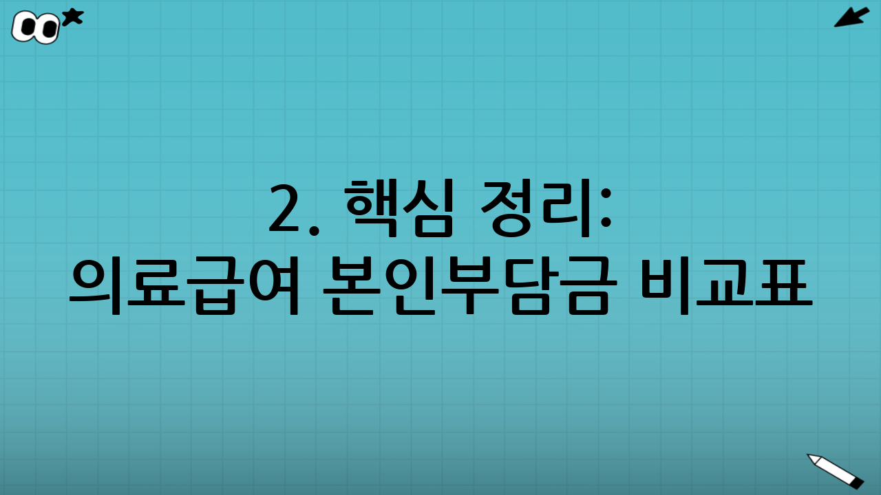 2. 핵심 정리: 의료급여 본인부담금 비교표