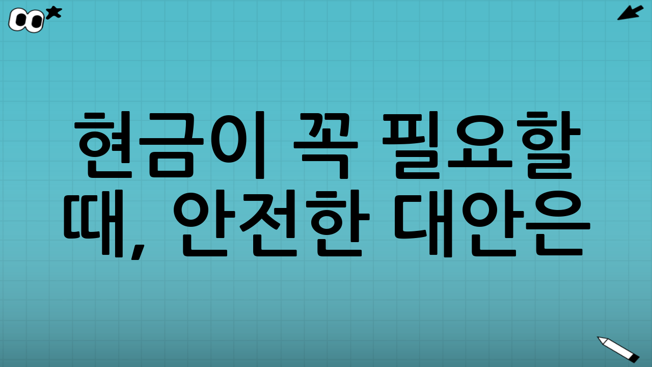 현금이 꼭 필요할 때, 안전한 대안은?
