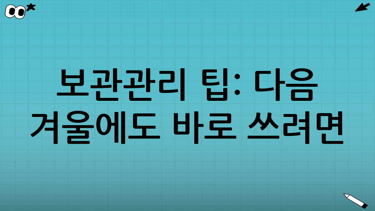보관·관리 팁: 다음 겨울에도 바로 쓰려면