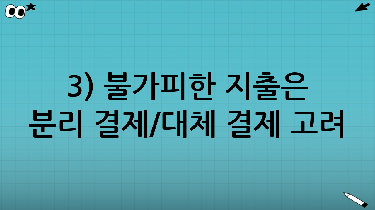 3) 불가피한 지출은 분리 결제/대체 결제 고려