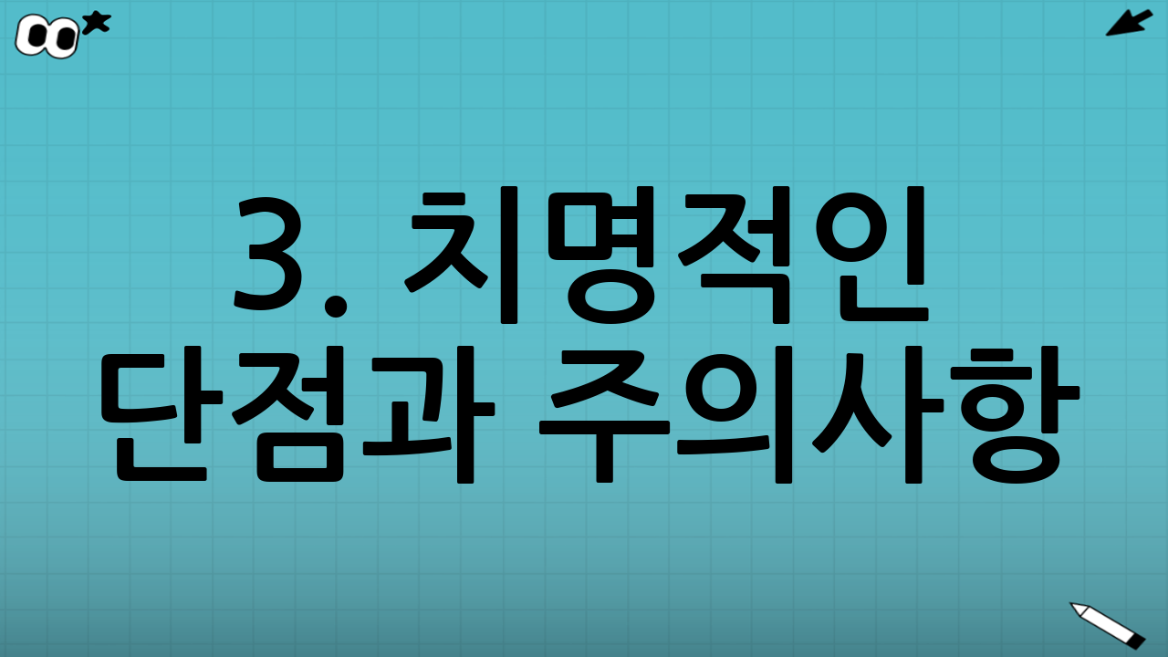 3. 치명적인 단점과 주의사항 (반드시 알아야 할 리스크)
