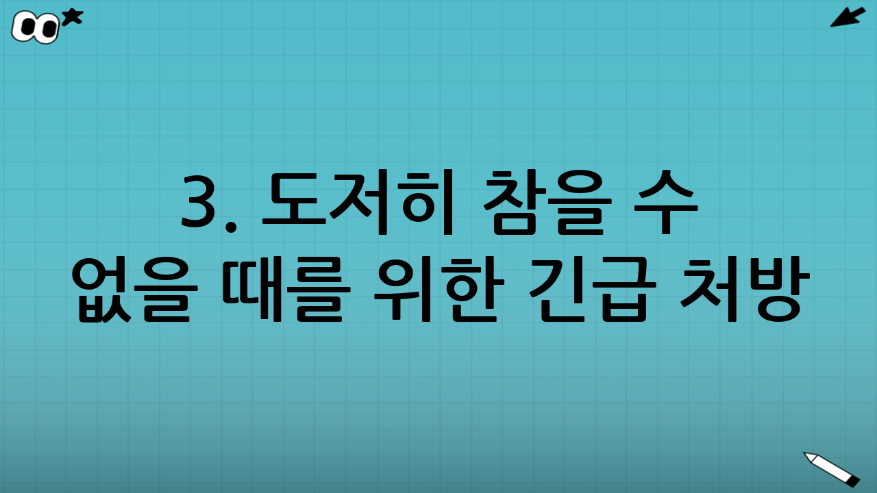 3. 도저히 참을 수 없을 때를 위한 긴급 처방