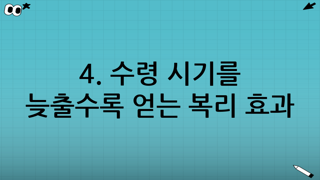 4. 수령 시기를 늦출수록 얻는 복리 효과