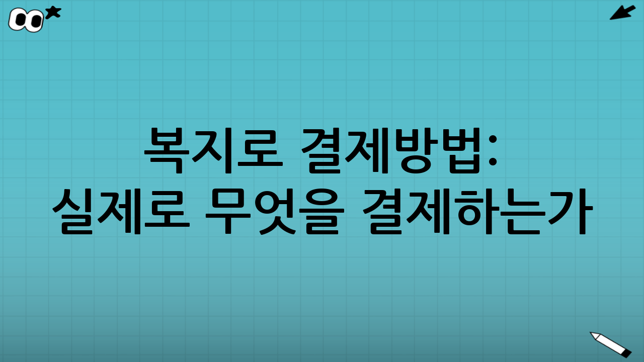 복지로 결제방법: 실제로 무엇을 ‘결제’하는가?