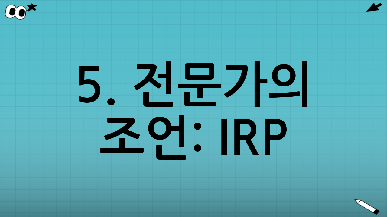 5. 전문가의 조언: IRP(개인형 퇴직연금)까지 챙기자