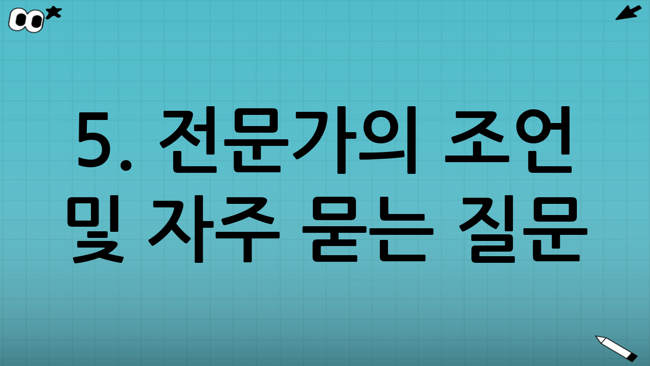 5. 전문가의 조언 및 자주 묻는 질문 (FAQ)