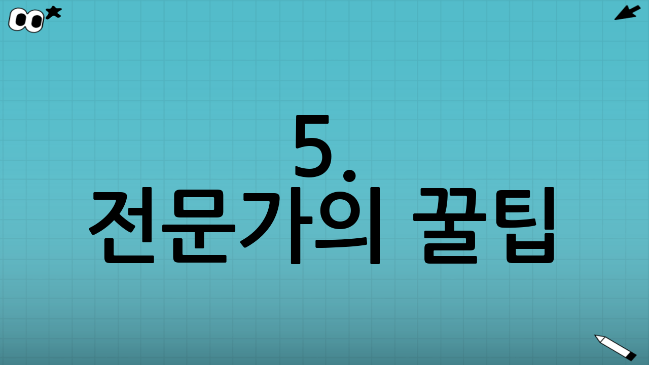 5. 전문가의 꿀팁: 성공 확률을 높이는 치트키