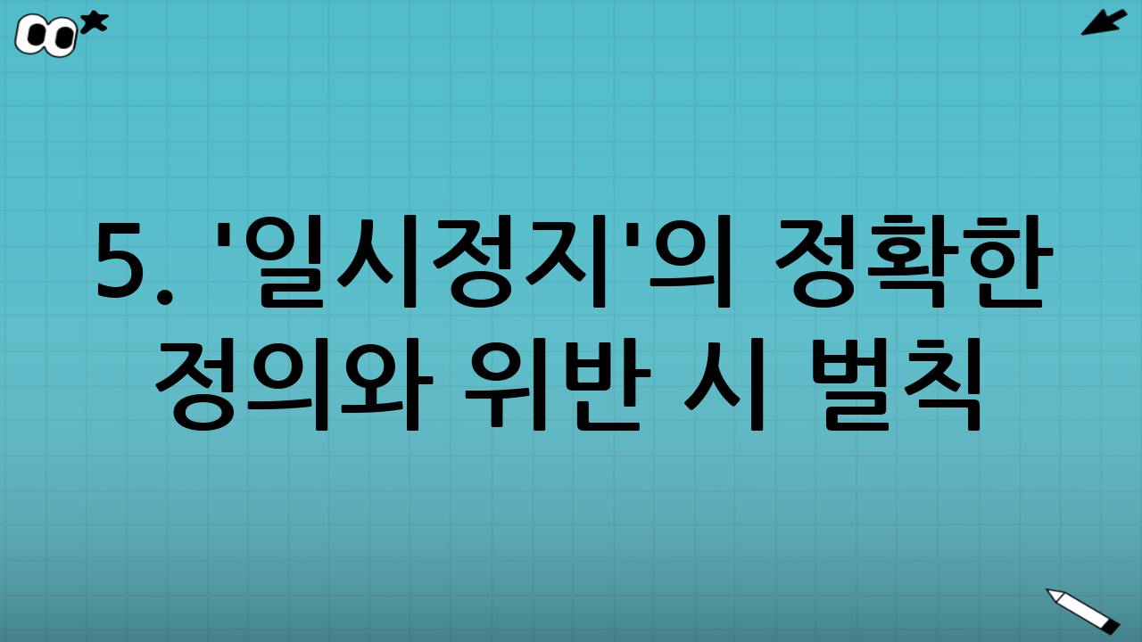 5. '일시정지'의 정확한 정의와 위반 시 벌칙