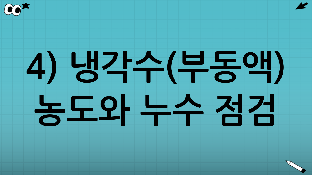 4) 냉각수(부동액) 농도와 누수 점검
