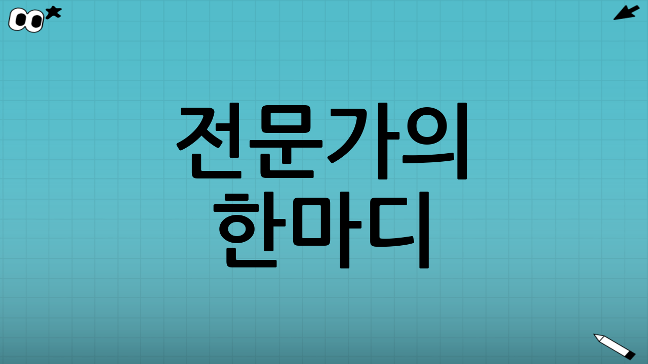 전문가의 한마디