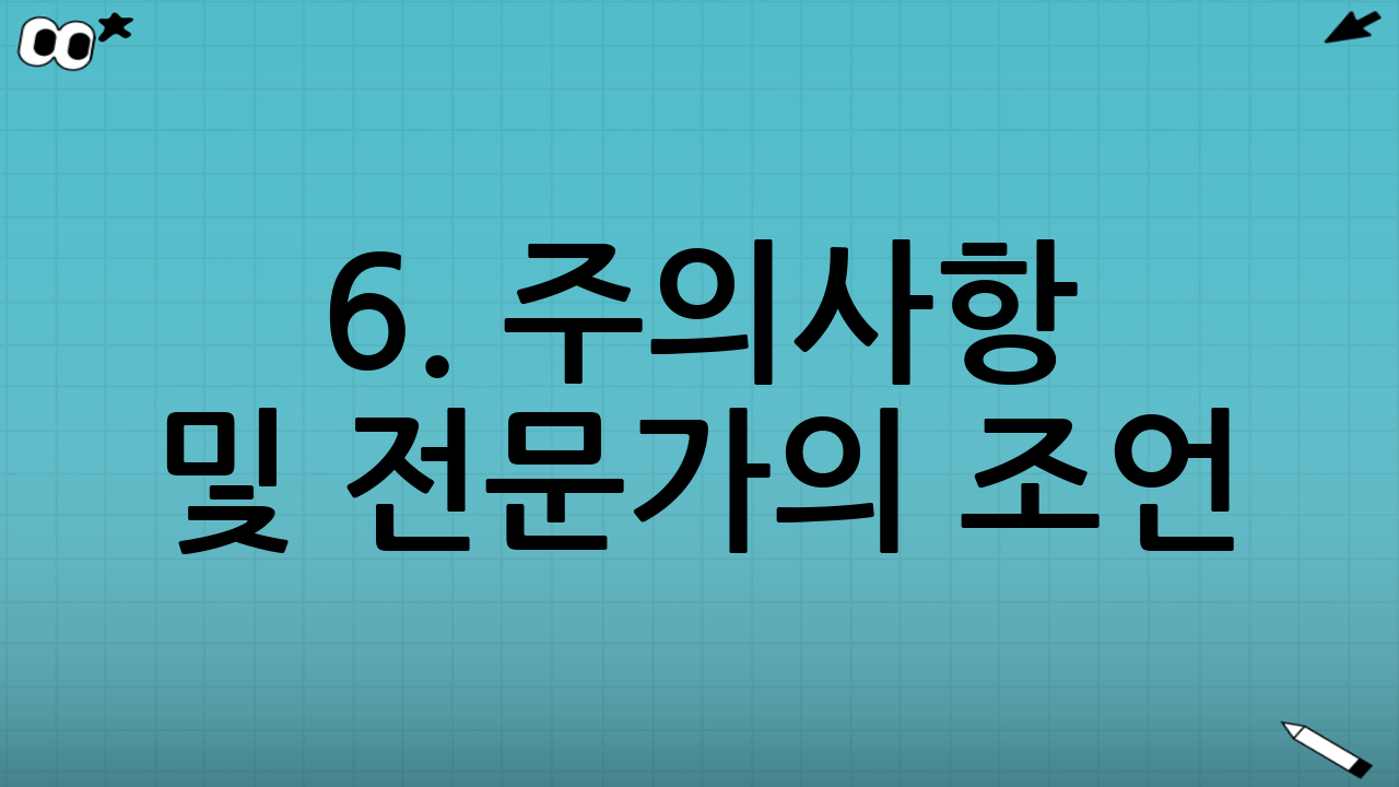 6. 주의사항 및 전문가의 조언