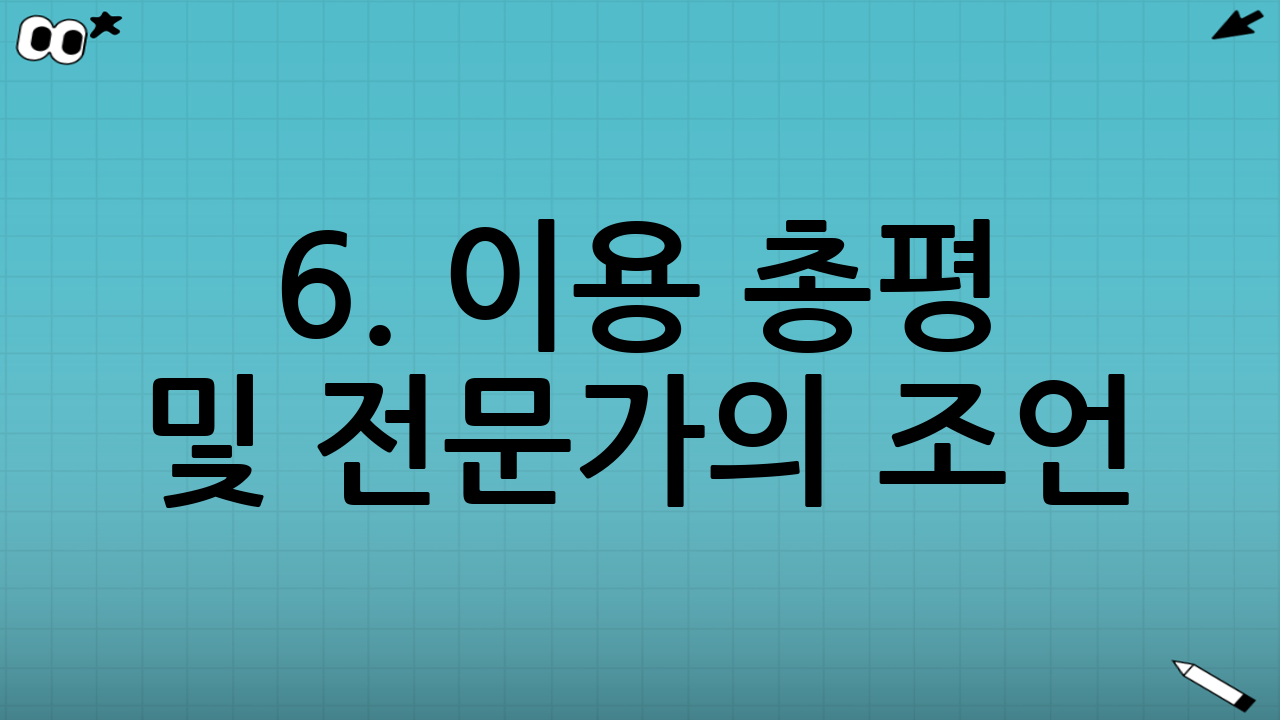 6. 이용 총평 및 전문가의 조언 (FAQ)