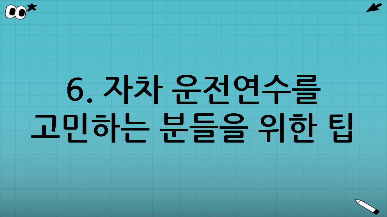6. 자차 운전연수를 고민하는 분들을 위한 팁