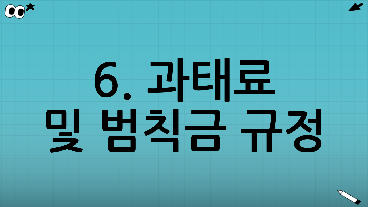 6. 과태료 및 범칙금 규정 (현행 유지 및 강화)