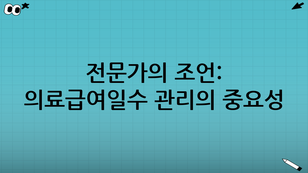 💡 전문가의 조언: 의료급여일수 관리의 중요성