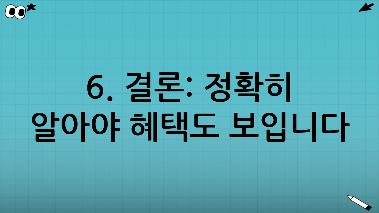 6. 결론: 정확히 알아야 혜택도 보입니다