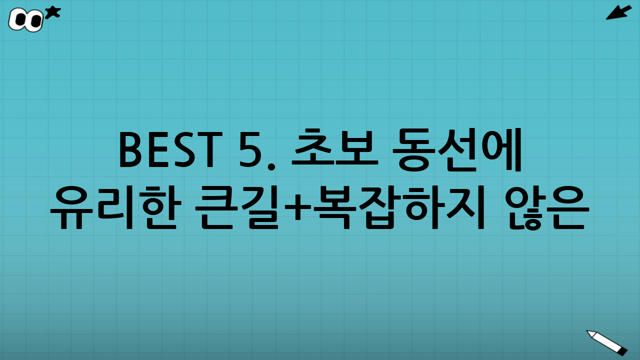 BEST 5. 초보 동선에 유리한 ‘큰길+복잡하지 않은 교차로’ 루프 코스