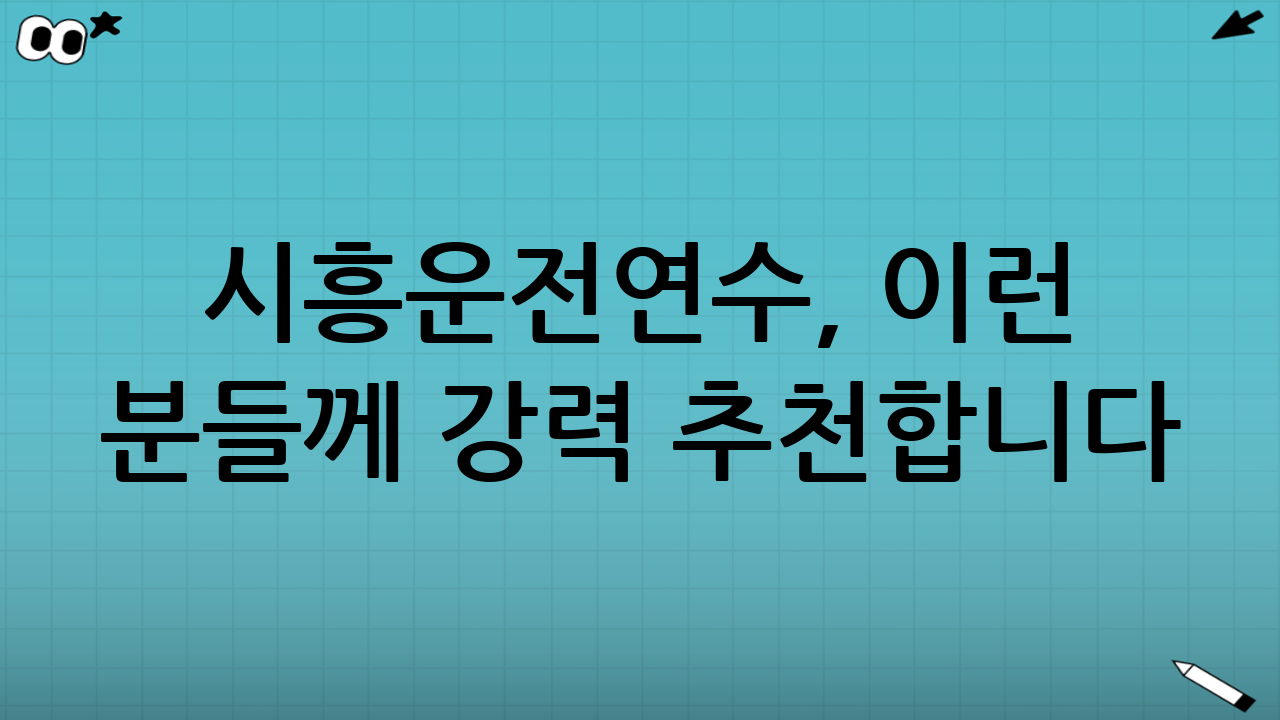 시흥운전연수, 이런 분들께 강력 추천합니다