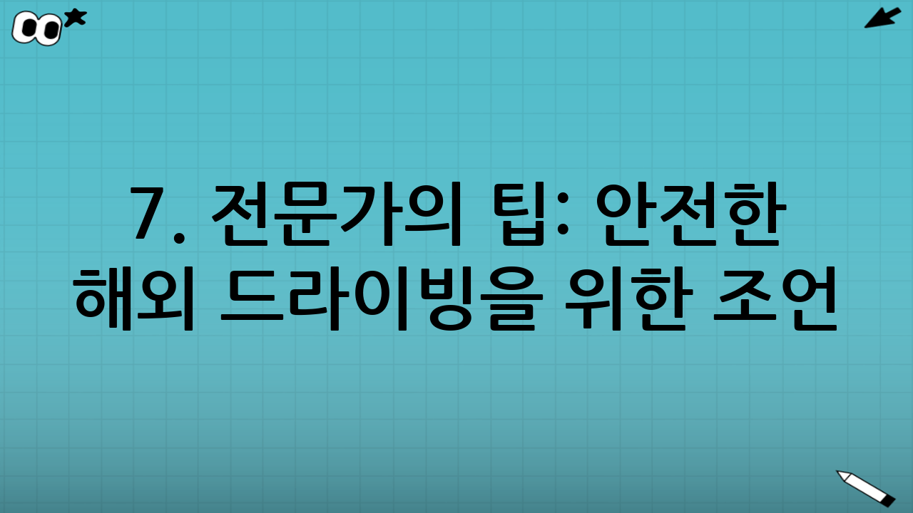 7. 전문가의 팁: 안전한 해외 드라이빙을 위한 조언