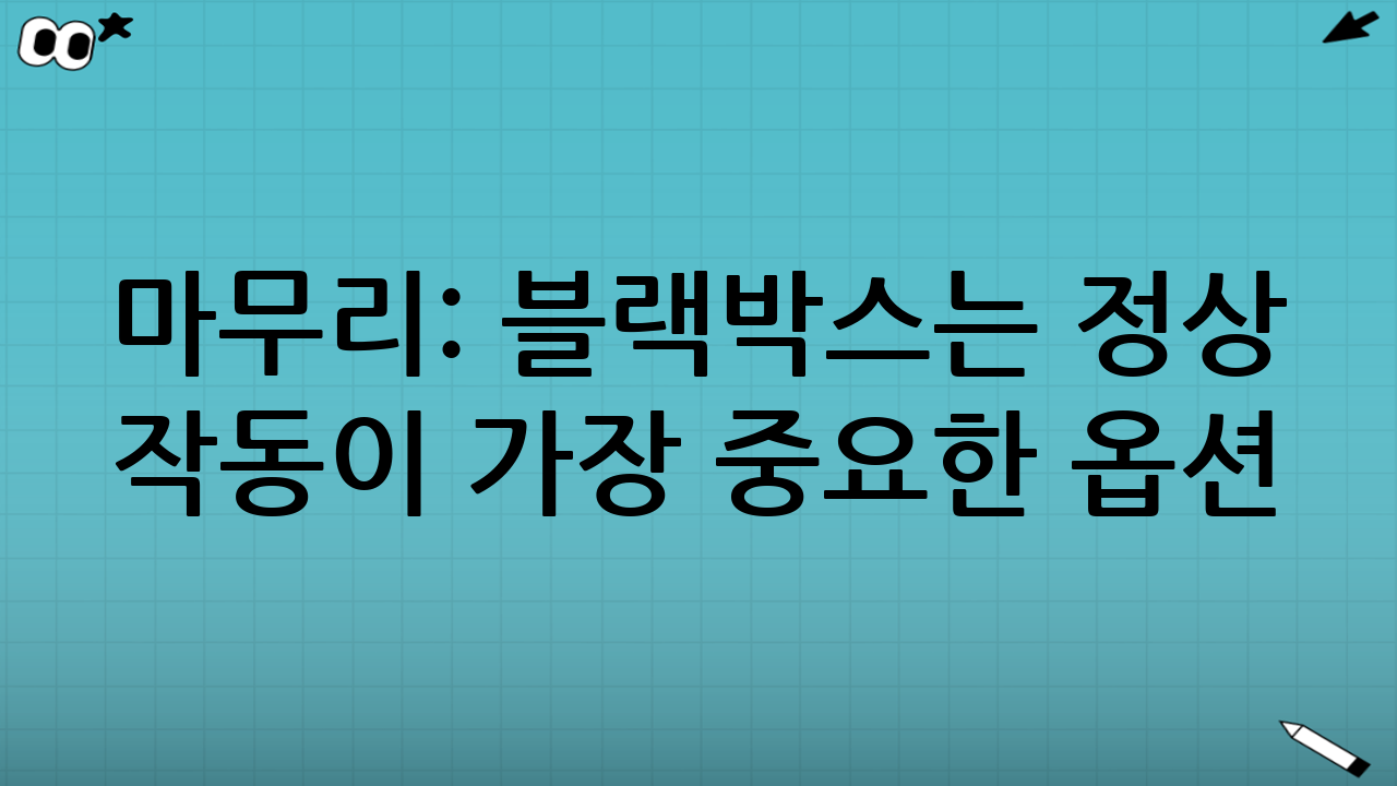 마무리: 블랙박스는 ‘정상 작동’이 가장 중요한 옵션