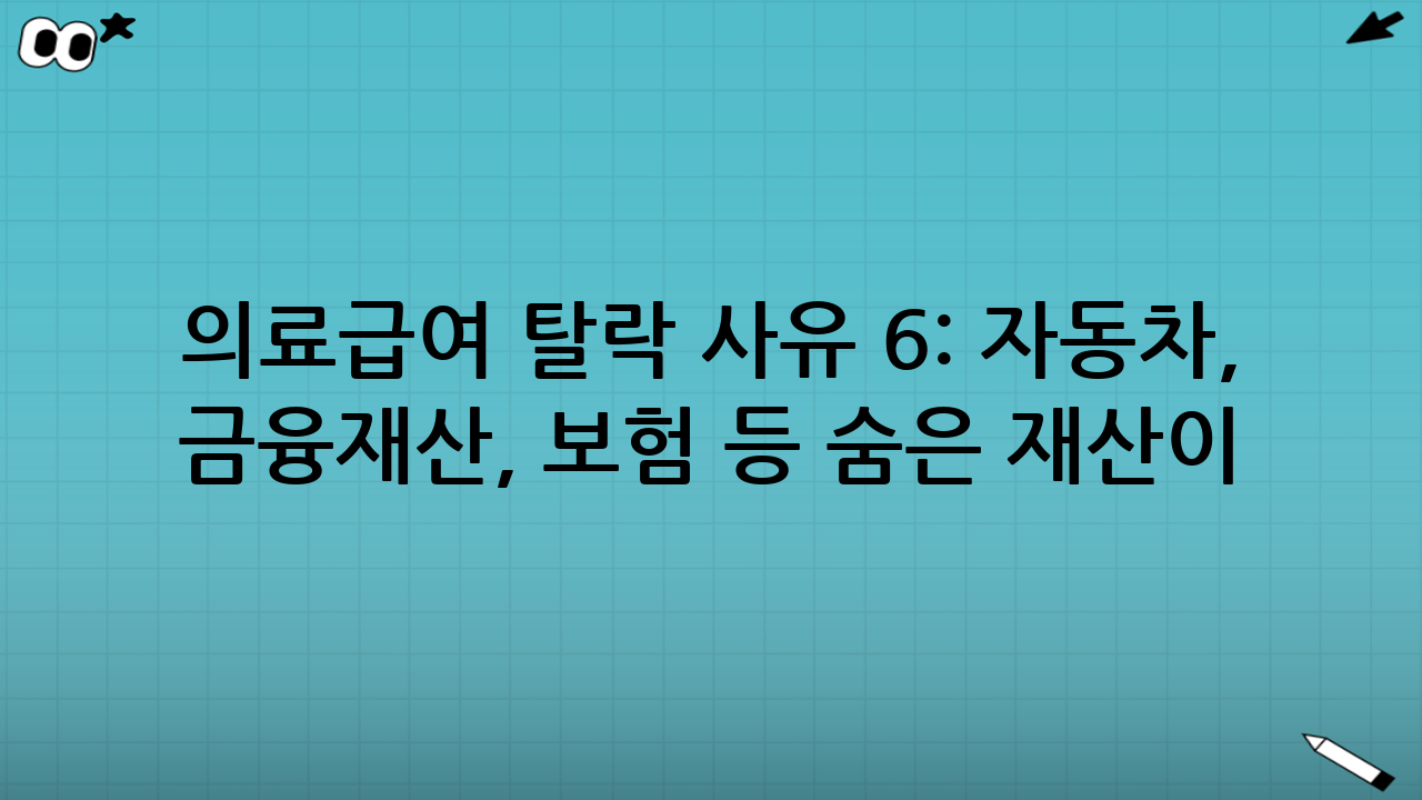 의료급여 탈락 사유 6: 자동차, 금융재산, 보험 등 ‘숨은 재산’이 반영됨