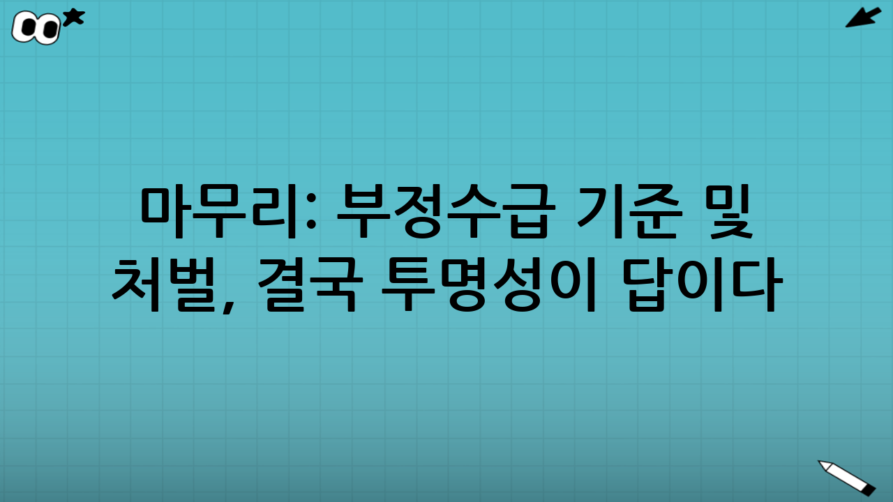 마무리: 부정수급 기준 및 처벌, 결국 ‘투명성’이 답이다