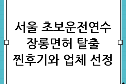 서울초보운전연수 장롱면허 탈출 성공한 솔직 후기 및 업체 선정 꿀팁