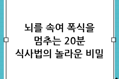 폭식이 잦은 사람의 식사 속도 교정 팁: 뇌를 속이는 20분의 기적
