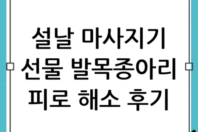 설날 마사지기 선물 후기: 발목·종아리 피로 해소템으로 고른 이유(포커스 키워드 포함)