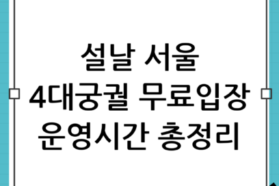 설날 서울 가볼만한곳: 4대궁궐 무료·운영시간 총정리 (경복궁·창덕궁·창경궁·덕수궁)
