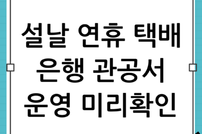 설날 연휴 체크해야 할 것: 택배·은행·관공서 운영정리로 미리 대비하기