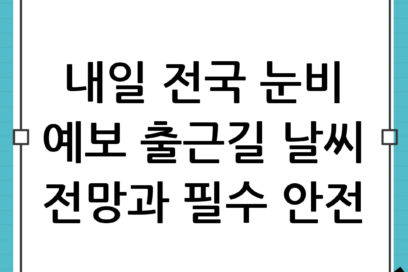 내일 전국 비와 눈 예보: 출근길 날씨 전망과 필수 안전 수칙 완벽 가이드