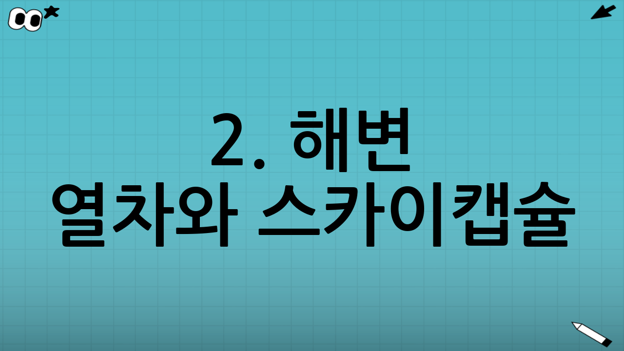 2. 해변 열차와 스카이캡슐: 블루라인파크