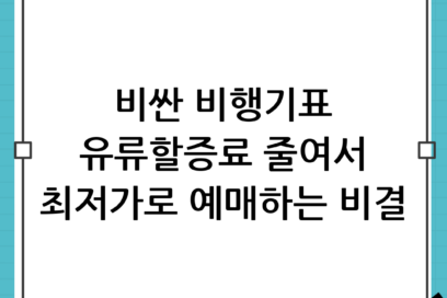 “비행기표 왜 이렇게 비싸?” 유류할증료 부담 줄이고 항공권 저렴하게 예매하는 핵심 팁