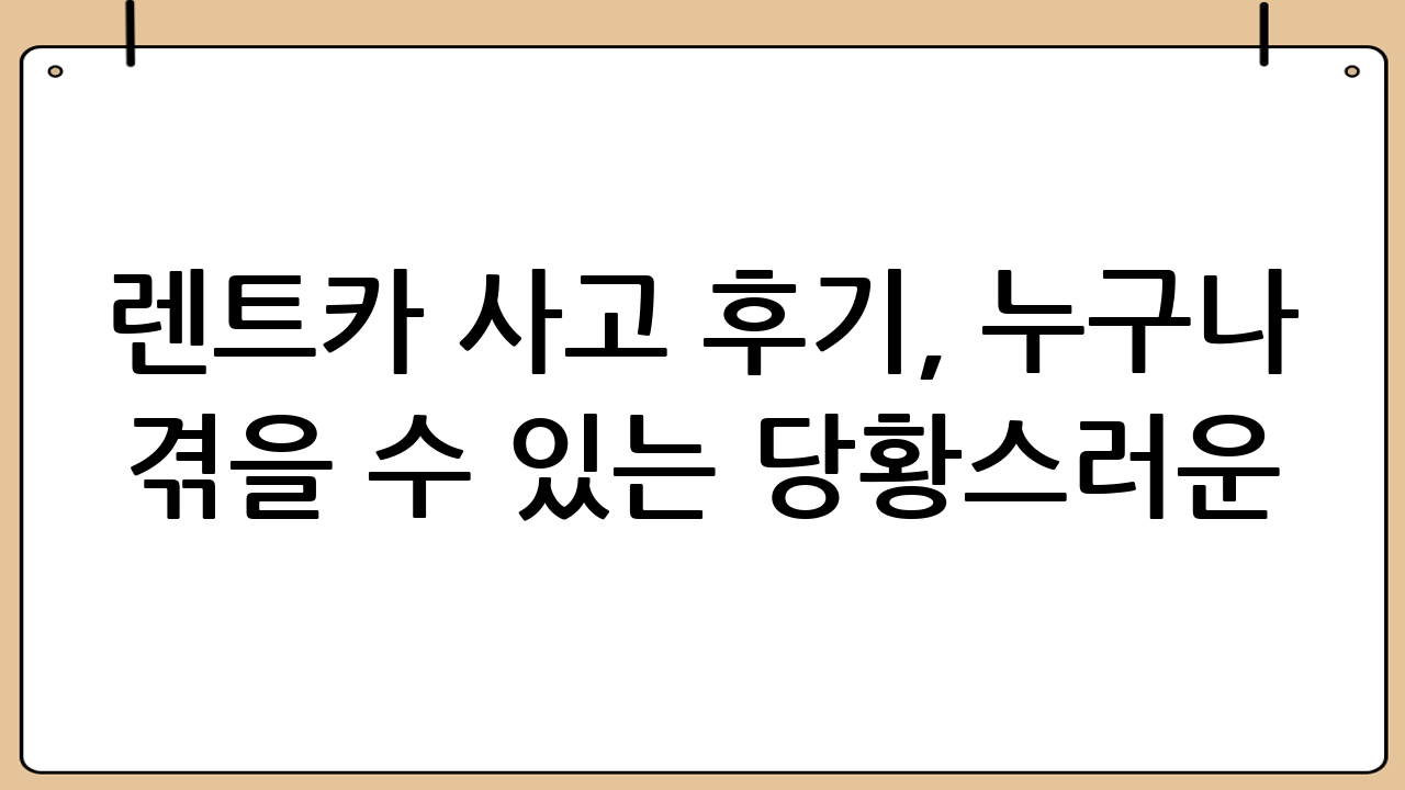 렌트카 사고 후기, 누구나 겪을 수 있는 당황스러운 순간